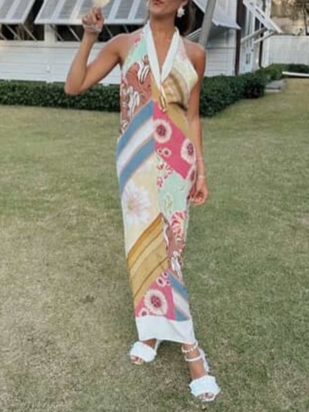 NWT Antipodean Lovers Lane Halter Tie Maxi Gown AU8/US4 Kaleidoscope Floral